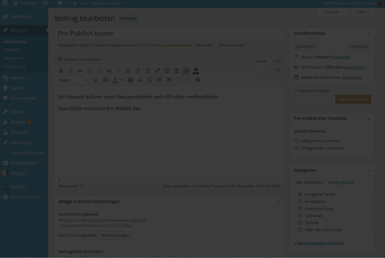 Pre Publish bleibt im Firefox nach dem Klick dunkel