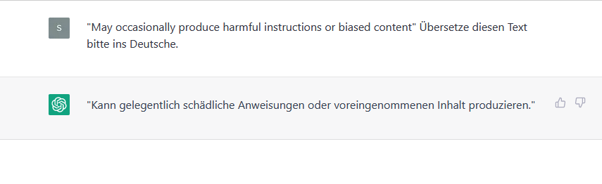 ChatGPT hat meine Eingabe perfekt umgesetzt und den kopierten Text für mich übersetzt.